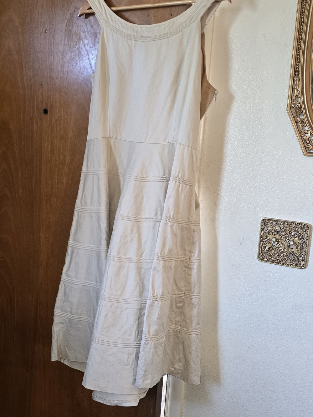 Barneys New York Cream Sleeveless Midi Dress